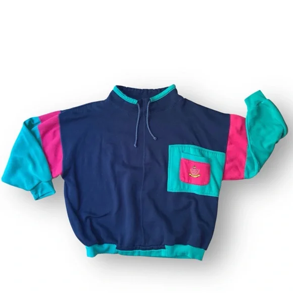 v i n t a g e :: Vibrant Slouchy Funnel Neck Sweatshirt